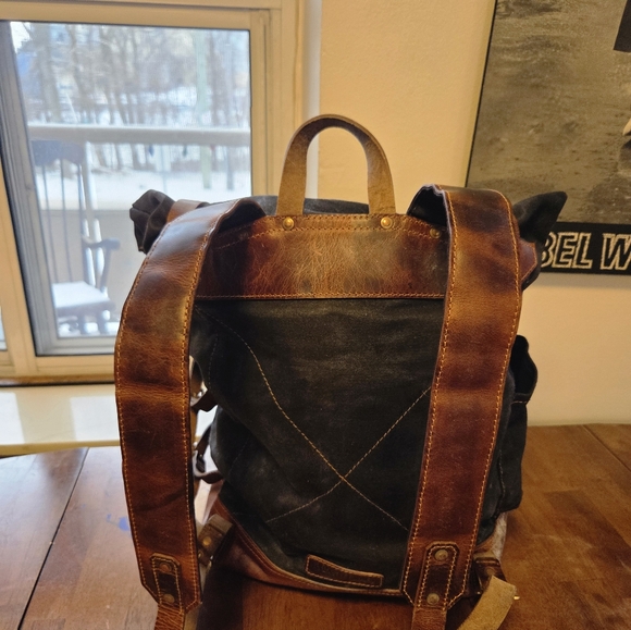 Leather waxed cotton beast craft travel bag backpack HIGH QUALITY - Picture 2 of 16